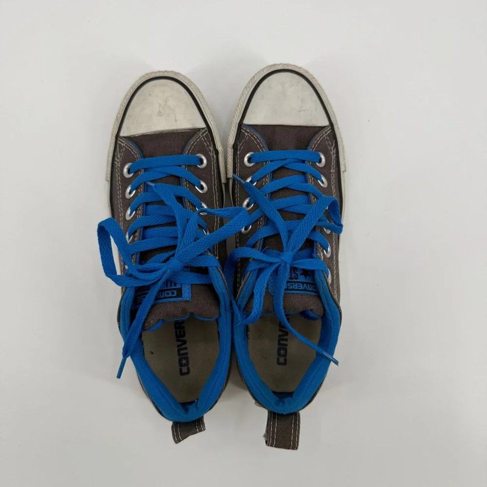 Converse Chuck Taylor Low-Top Charcoal Grey Electric Blue Sneakers Youth 5